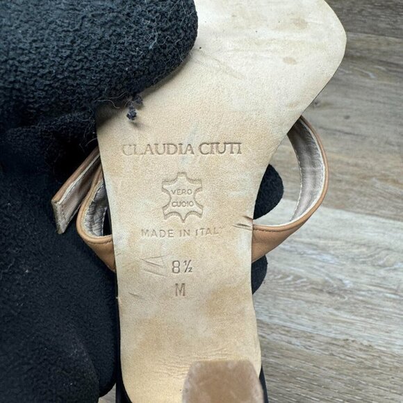 Claudia Ciuti Brown/Black Double Ankle Strap Pumps Women's Size 8.5 - Picture 5 of 6